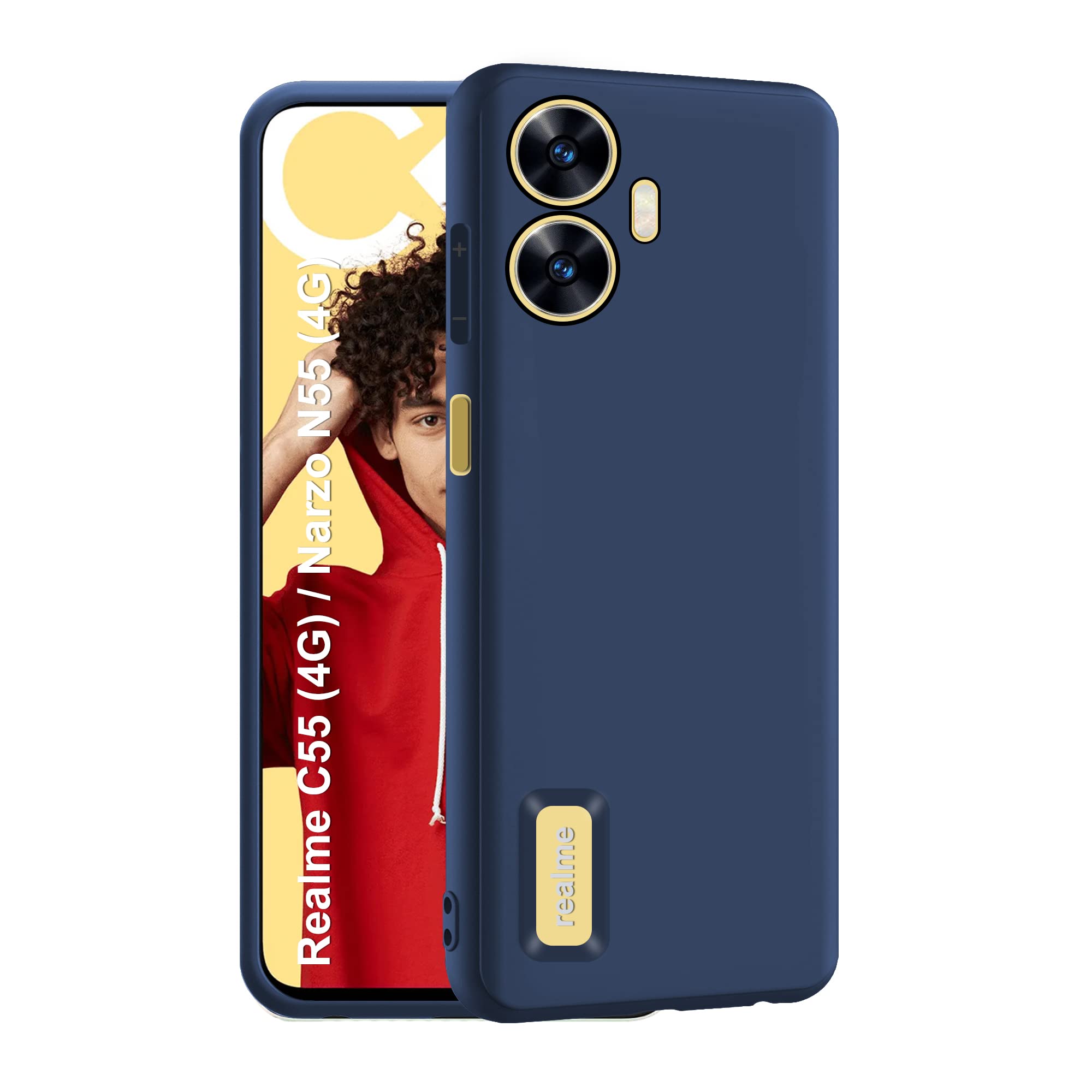 CEDO Realme C55 / Narzo N55 (5G) Back Cover | Camera Bump Protection & Inner Velvet Fabric Lining | Ultra Slim Matte Soft Rubberised Case Cover (Blue) (B0C465P98L) Amazon Price History, Amazon Price Tracker