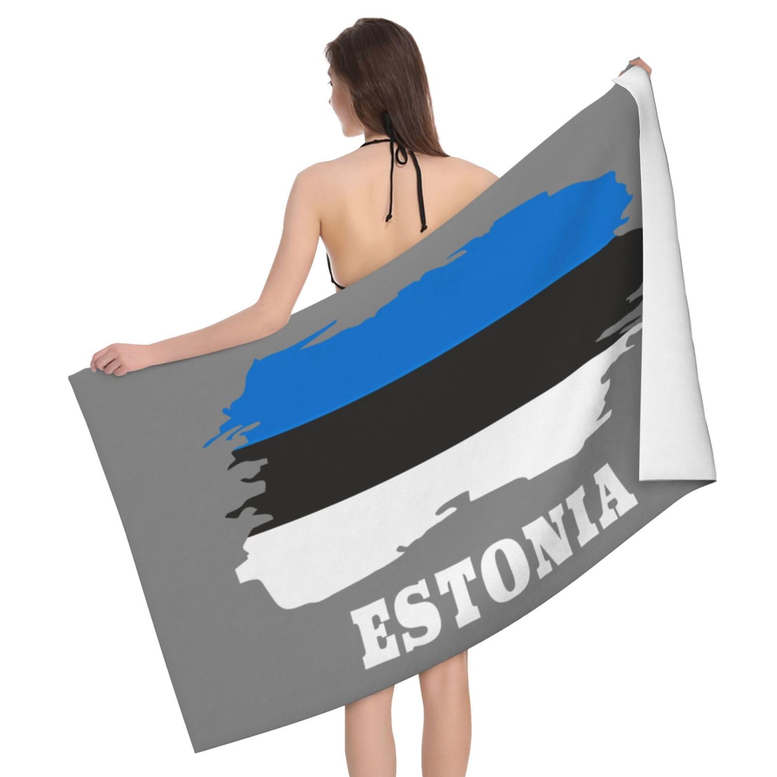 HLBSDM Microfiber Estonians Map Flag Beach Towel Quick Dry Soft Sand Free Beach Towels for Pool Swim Beach Lightweight Thin Towel