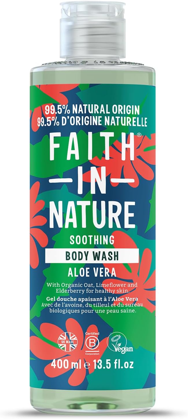 Faith In Nature Gel Douche Naturel à l’Aloe Vera – Nettoyant Corps Apaisant, Végan & Non Testé sur les Animaux, Sans SLS ni Parabènes, 400 ml