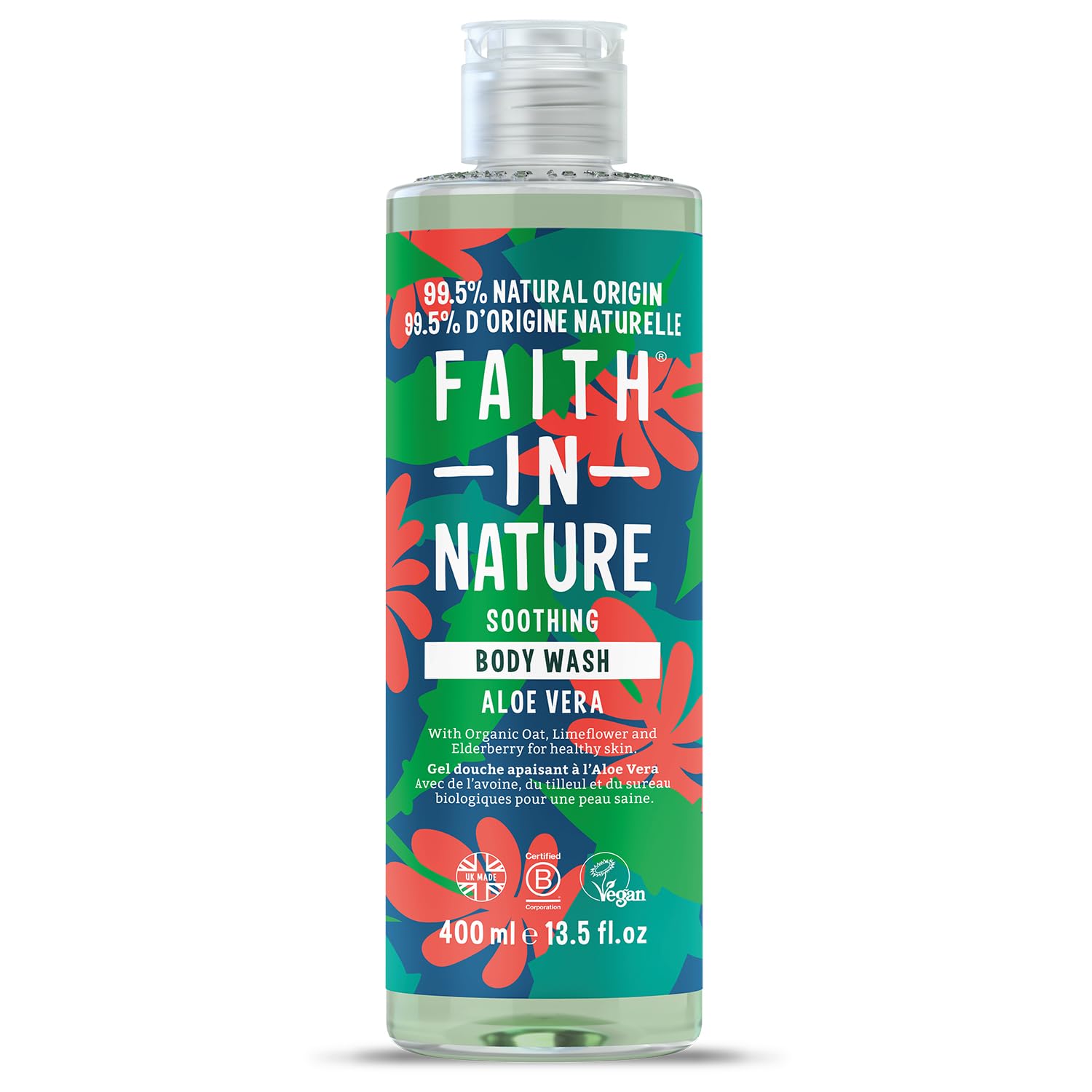 Faith In Nature Gel Douche Naturel à l’Aloe Vera – Nettoyant Corps Apaisant, Végan & Non Testé sur les Animaux, Sans SLS ni Parabènes, 400 ml