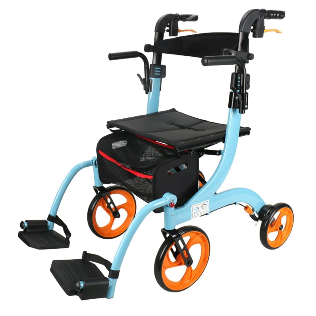 Andador plegable con asiento, frenos dobles, altura ajustable, aluminio ligero, ayuda de movilidad para ancianos