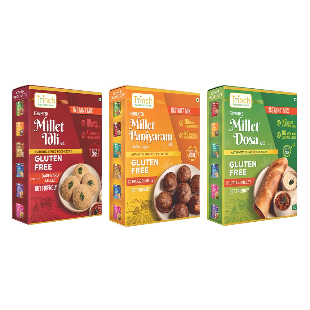 Trinch Millet Idli Mix, Millet Paniyaram Mix and Millet Dosa Mix Combo (Pack of 3, 200g Each) (B0CSDWHP25) Amazon Price History, Amazon Price Tracker