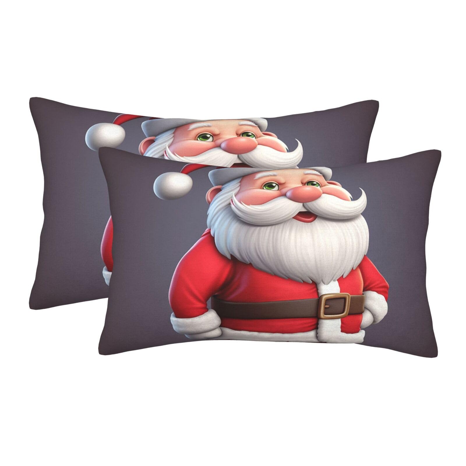 2 Pack Standard Size Pillow Cases for Hair and Skin Soft Breathable Pillow Case Covers with Hidden Zipper Christmas Santa Pillowcase 14"x20" Pillow Cover for Sleeping Gift