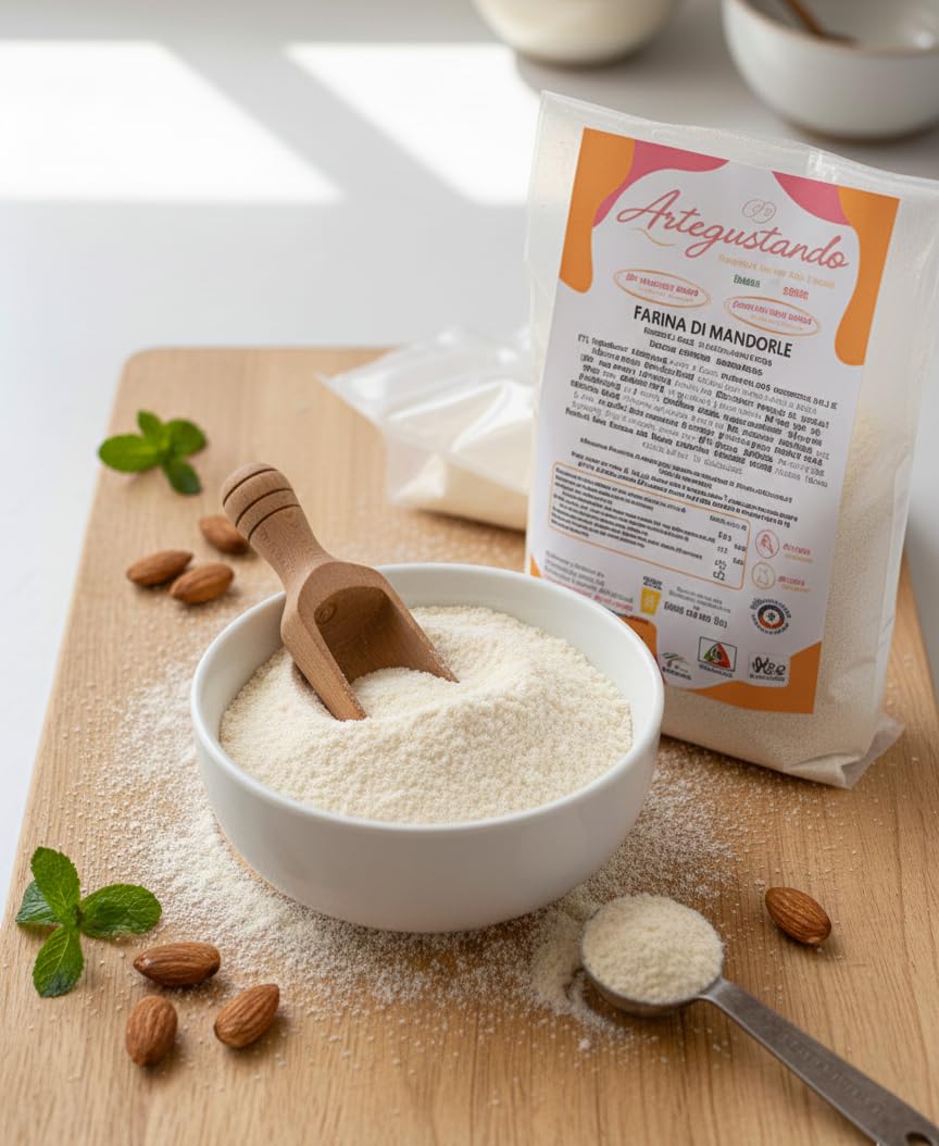 Artegustando Farina di Mandorle dolci Pelate 1 kg Senza Glutine Professionale – Ottimo impiego in Pasticceria per la preparazione di Dolci e Marzapane