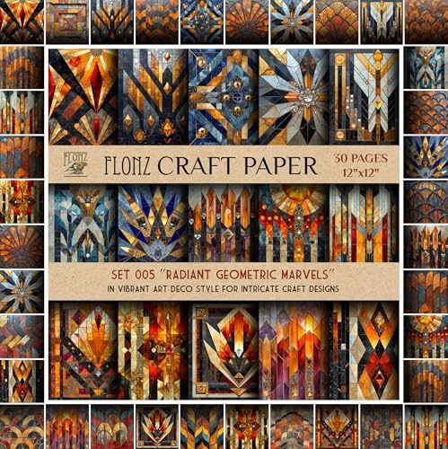 Bloc de papier scrapbooking aux reflets rayonnants style Art déco