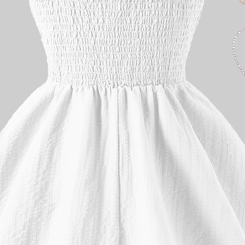 IBAKOM Girl Summer Smocked Dress Teen Graduation School Prom Frock Tween Wedding First Communion Junior Homecoming Dress - Image 4