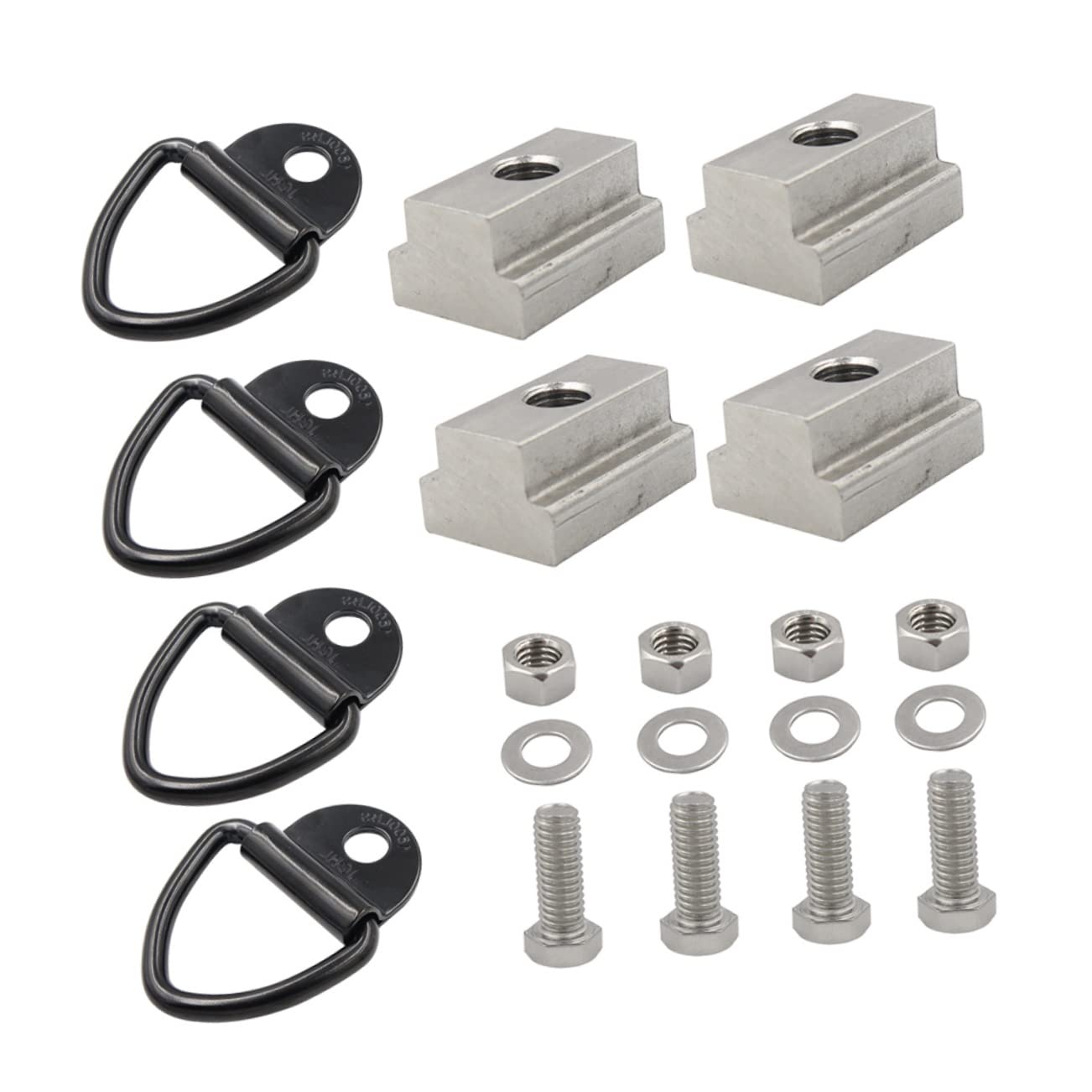 SOLUSTRE Zurrösen mit 3/8-16 Gewinde 4 Stück aus Edelstahl und Kohlenstoffstahl für Anhänger T-nut Muttern Praktische Verzurranker Geeignet für Anhänger und Pickups für Lkw Ladeflächen