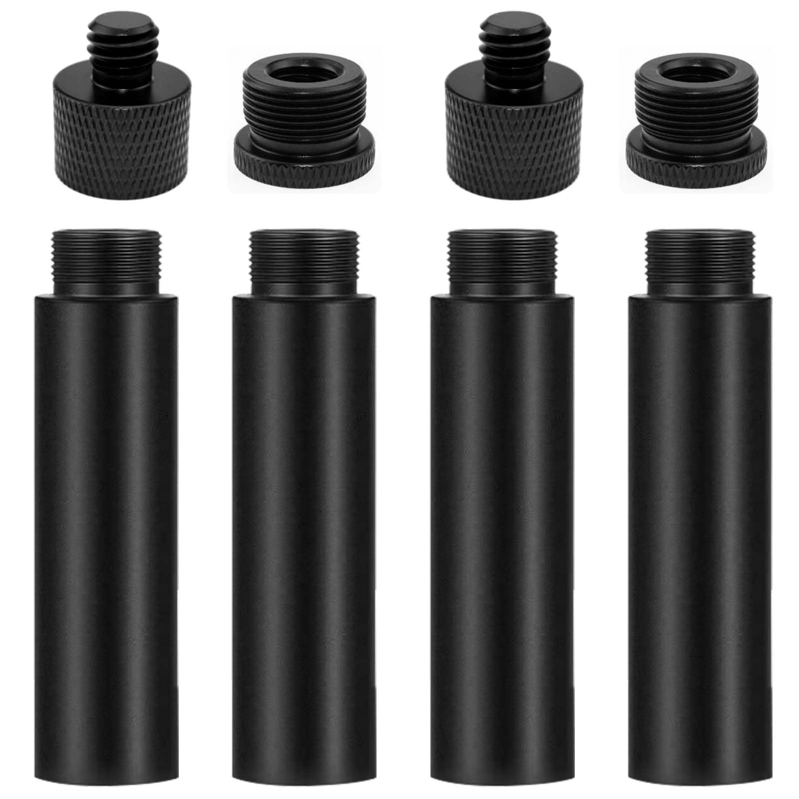 4pcs Microphone Extension Tubes and 4pcs Mic Thread Adapter (3/8 Female to 5/8 Male and 5/8 Female to 3/8 Male)