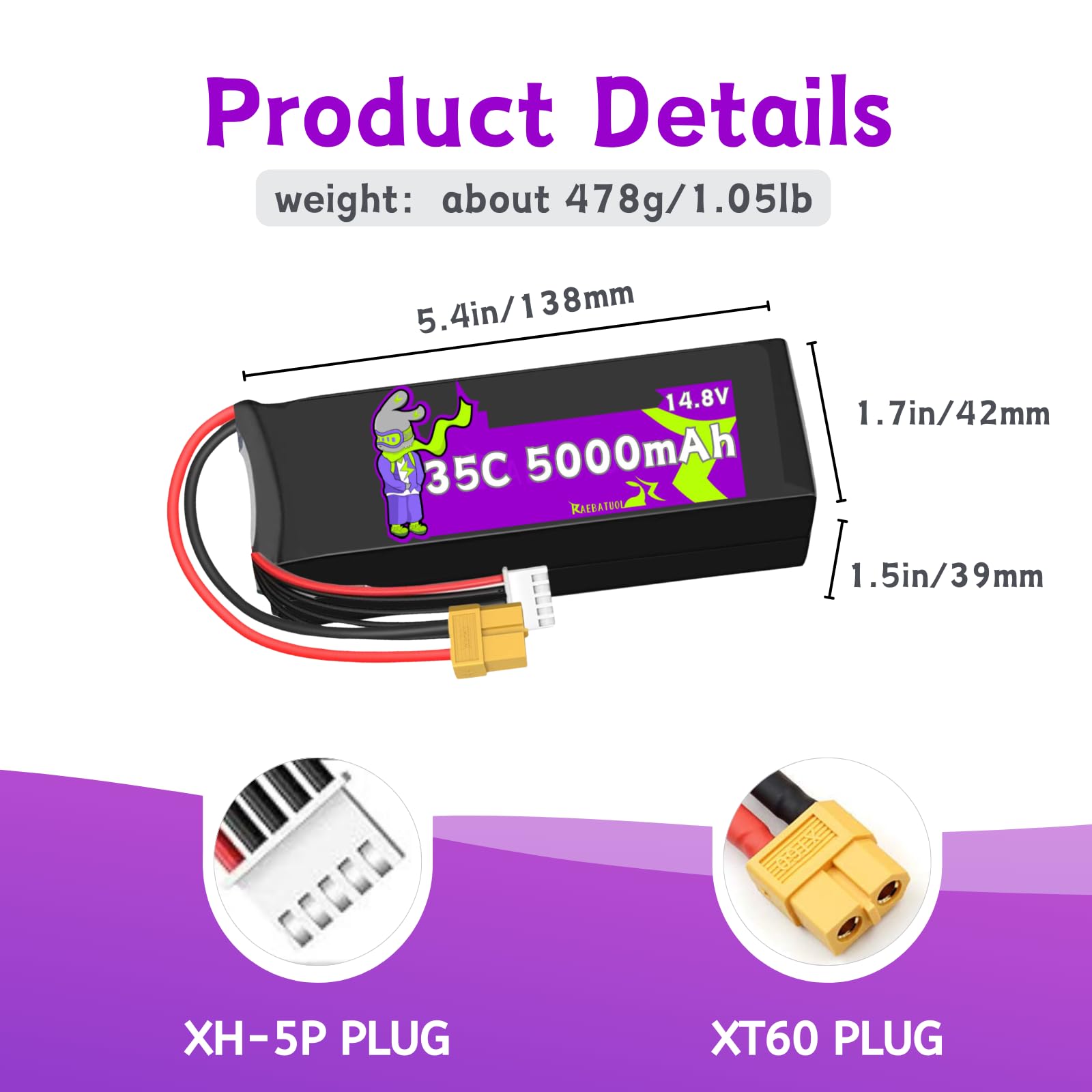 4S 14.8V 5000mAh 35C Max 70C LiPo Battery With XT60 Ghana