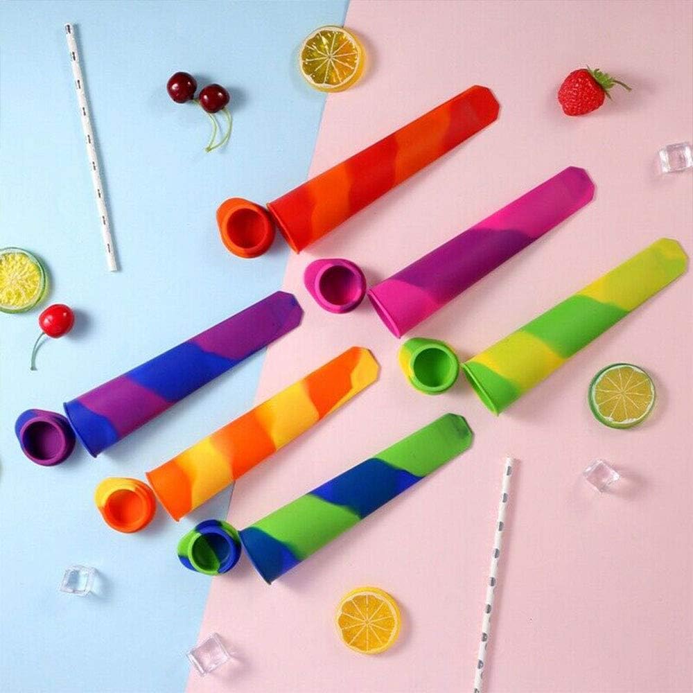 TopHomer 6 Pieces Ice Pop Molds, BPA Free Reusable Popsicle Mold with Lid, Mixed Color, Popsicle Maker Molds for Fruits Yogurt Snacks, Easy to Clean