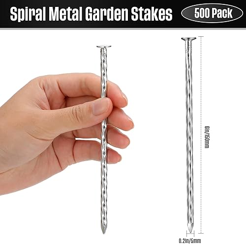 Miniatura 3 de Nuenen Paquete de 500 estacas de metal en espiral de 6 pulgadas, estacas de césped artificial, clavos de césped galvanizado, clavos de anclaje