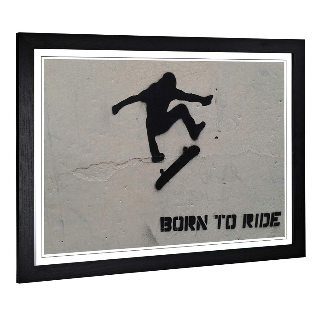 Big Box Art Framed Print Skateboarding Graffiti Design | Wall Art Picture | Home Decor for Kitchen, Living Room, Bedroom, Hallway, Black, A2 / 24.5x18 Inch / 62x45cm
