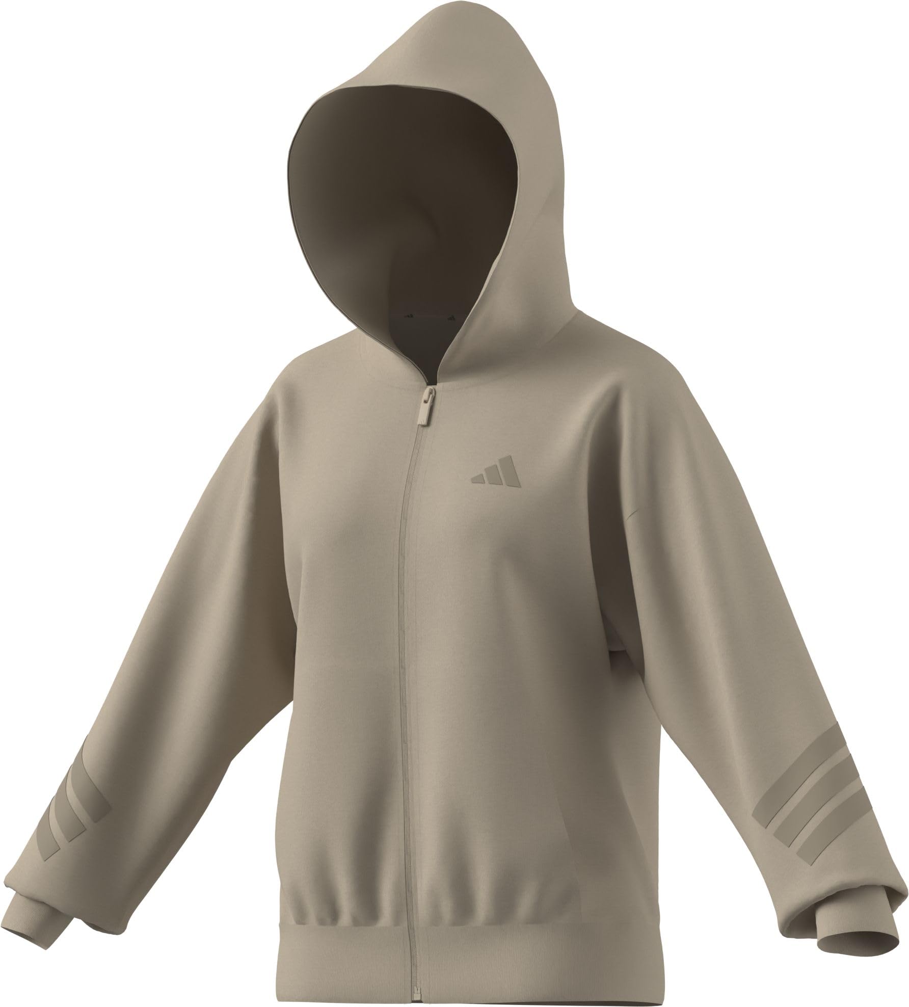 adidas dames FUTURE ICONS THREE STRIPES FULL ZIP HOODIE, Crystal Linen, M