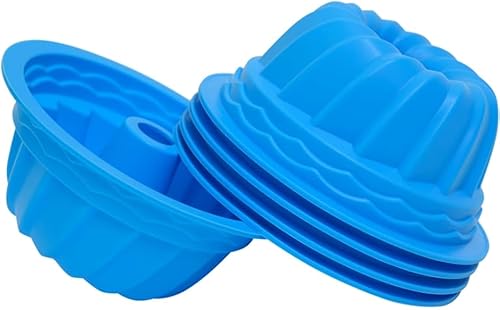5 moldes de silicona azul para tartas, molde redondo de 6 pulgadas de diámetro, molde de silicona reutilizable para hornear, adecuado para pasteles,