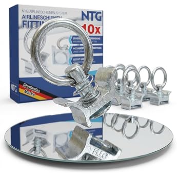 NTG Airline Rail Fitting Single End Fitting with Flying Eye   Set of 10 Robust accessories with lashing eyelets - secure load securing in lashing rails - for trucks and trailers car