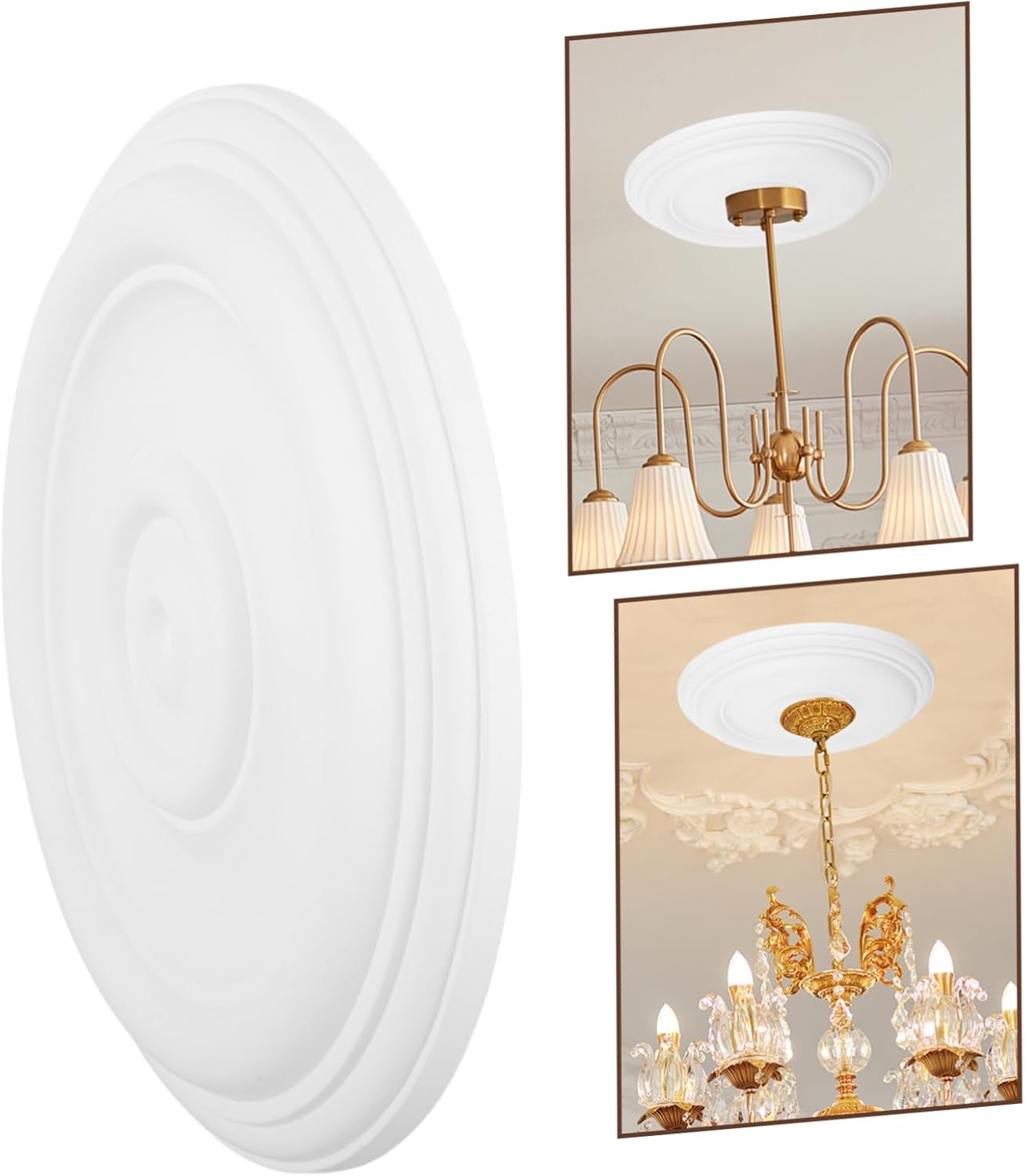 Veemoon Ceiling Medallion Light Fixture for Home Decor Traditional Round Design Easy to Install Chandelier Cover Plate for Living Room Office and Business Spaces