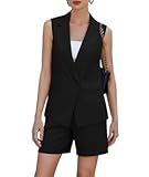 Two Piece Short Sets for Women Blazer Suit Single Button Dressy Vest Loose Fit Business Casual Outfits