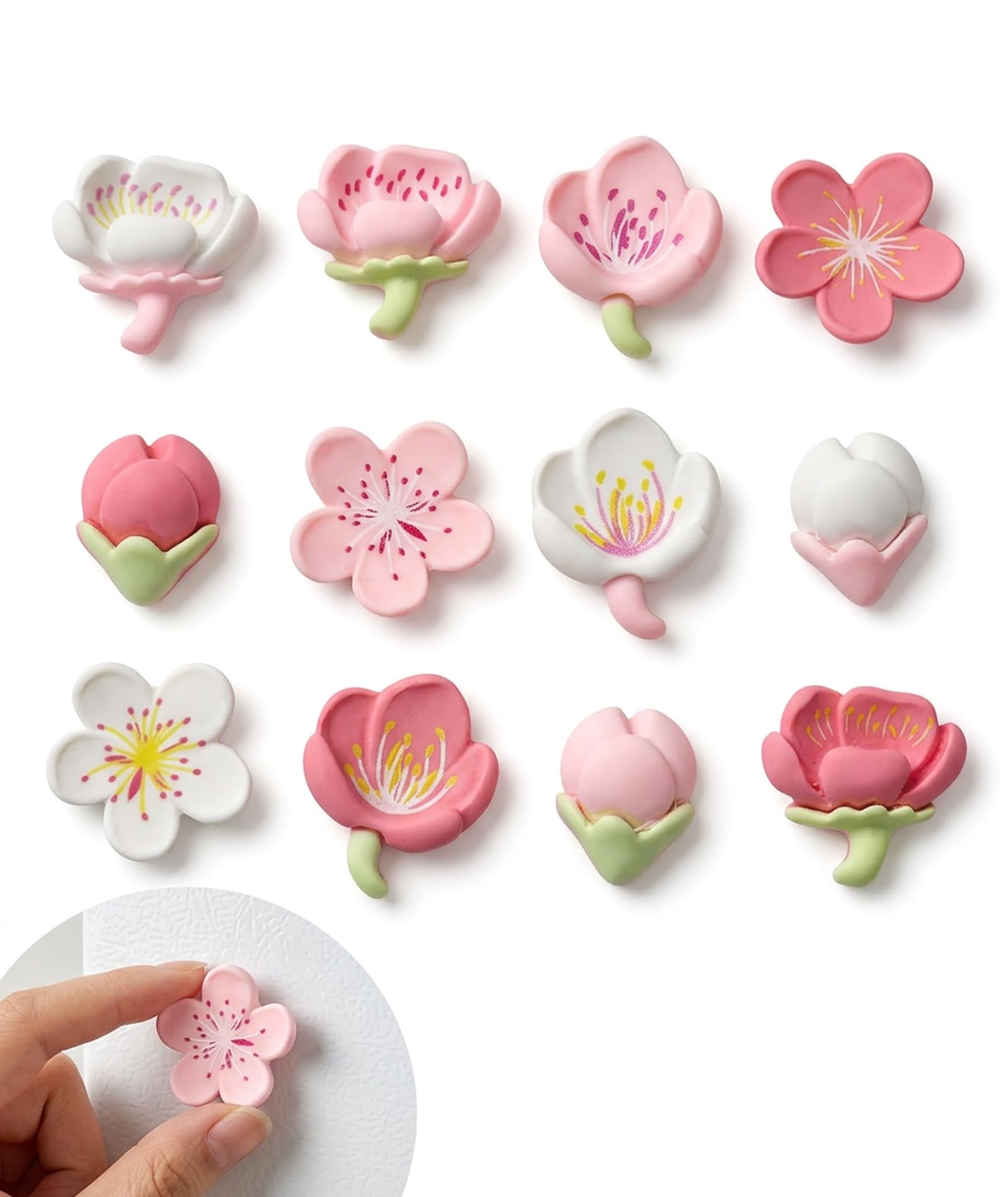 12 Pieces Fridge Magnet Flower Pot | 3D Peach Blossom Flower Fridge Magnets for Refrigerator, Office Whiteboard, and Organizing Notes-image-25
