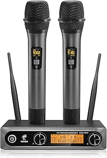 TONOR Wireless Microphone,Metal Dual Professional UHF Cordless Dynamic Mic Handheld Microphone System 200ft(TW-820)