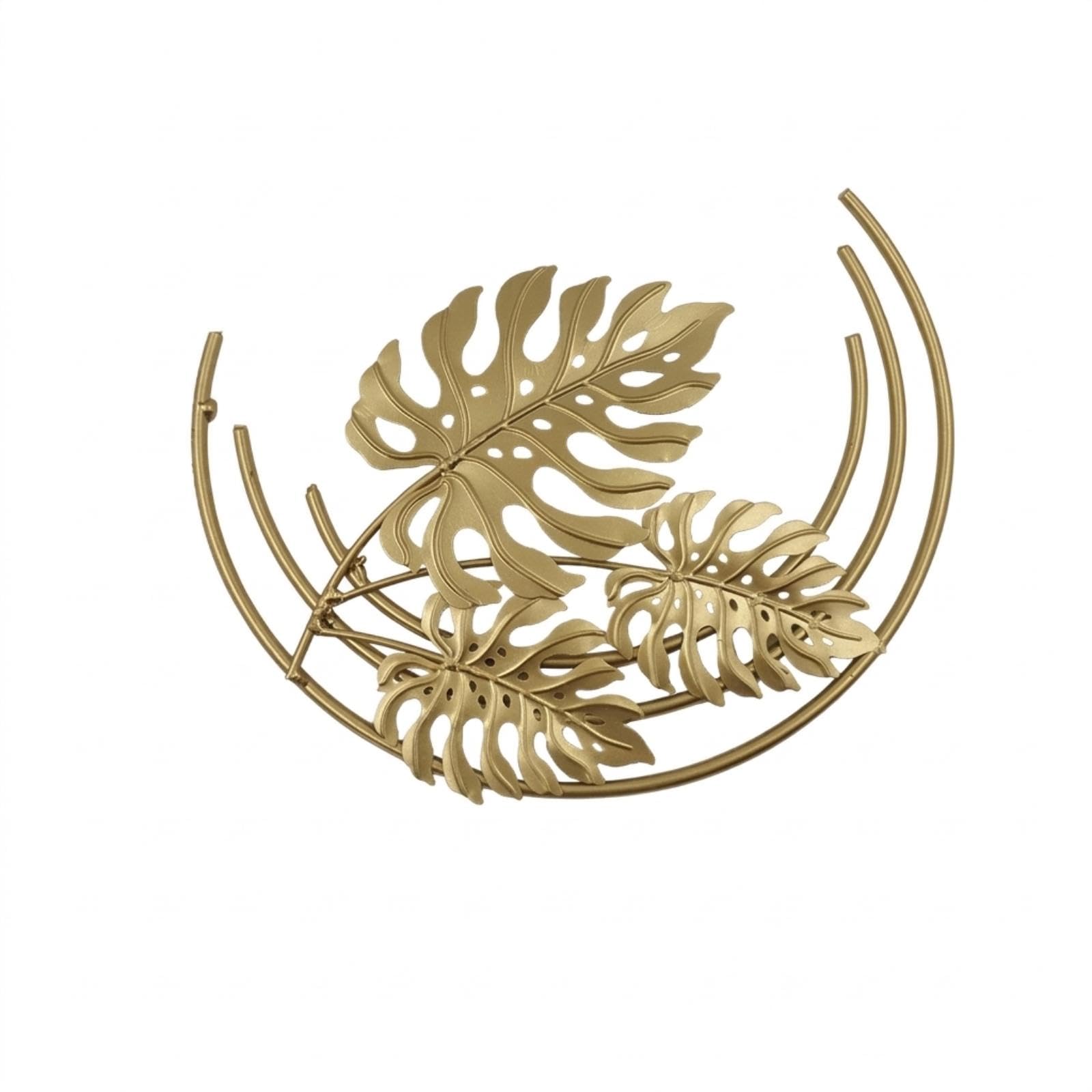 SNAPPSY Metal Wall Golden-Hued-Toned Wall Decoration with Leaf Design Openwork for Living Room, Bedroom, Entryway a-image-16