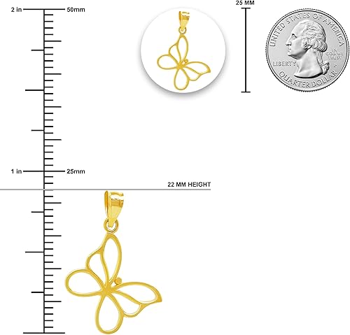 Miniatura 3 de Charm America - Gold Butterfly Charm - 10 Karat Solid Gold - Butterly Pendant Jewelry