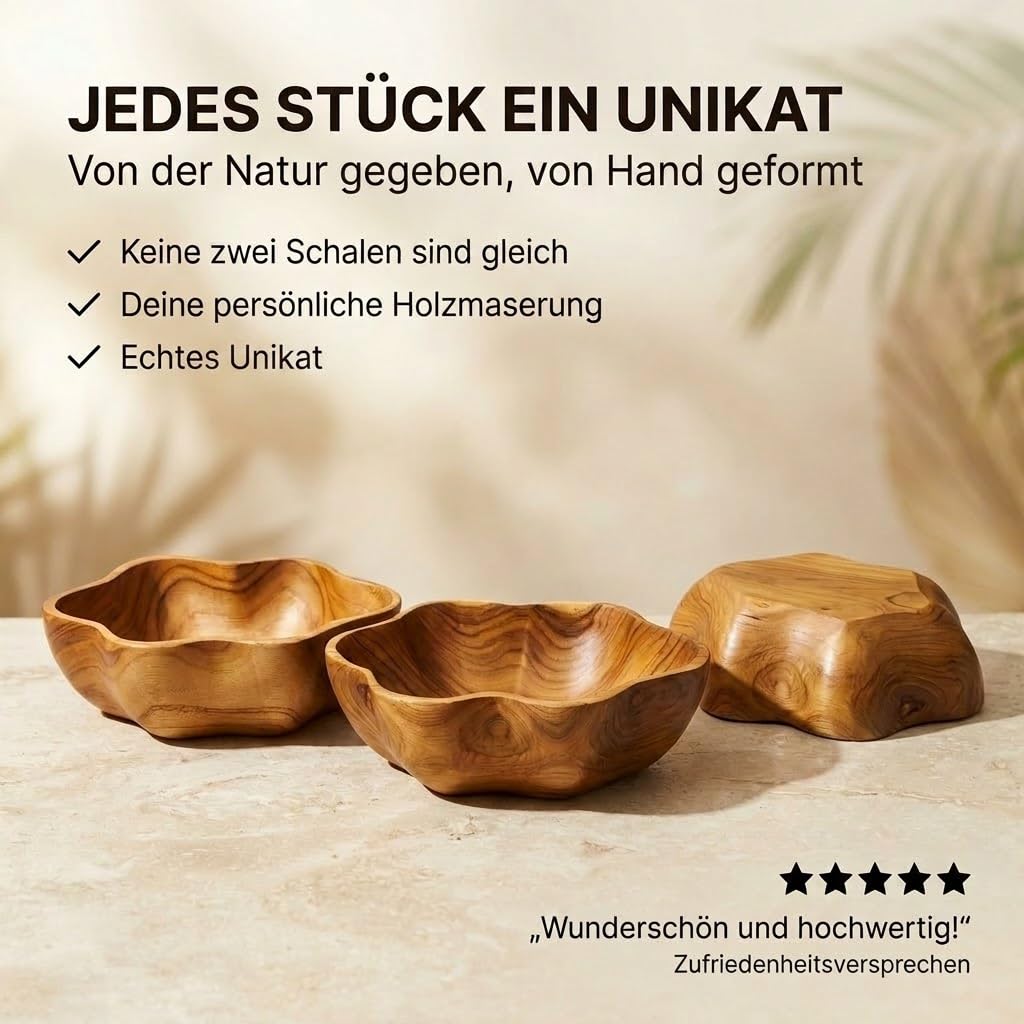 Wykwintna miska drewniana 20 cm drewno tekowe dekoracja drewno misa ręczna Bali Teak 07