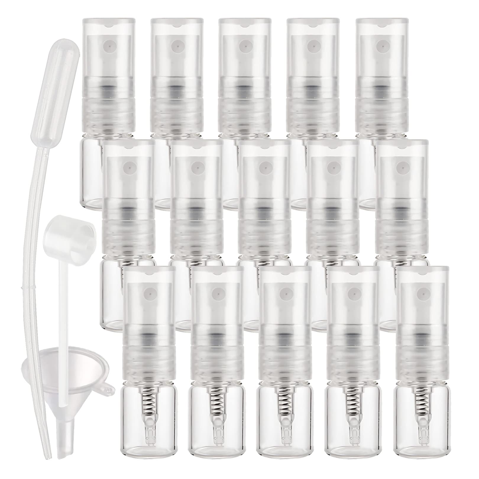 100 Pezzi 2ml Vuoto Flacone Spray Vetro Trasparente, Mini Spray Tascabile, Piccolo Flacone Spray per Nebbia Riutilizzabile Portatile, Bottiglia di Profumo, Cosmetica, Viaggio con Imbuti