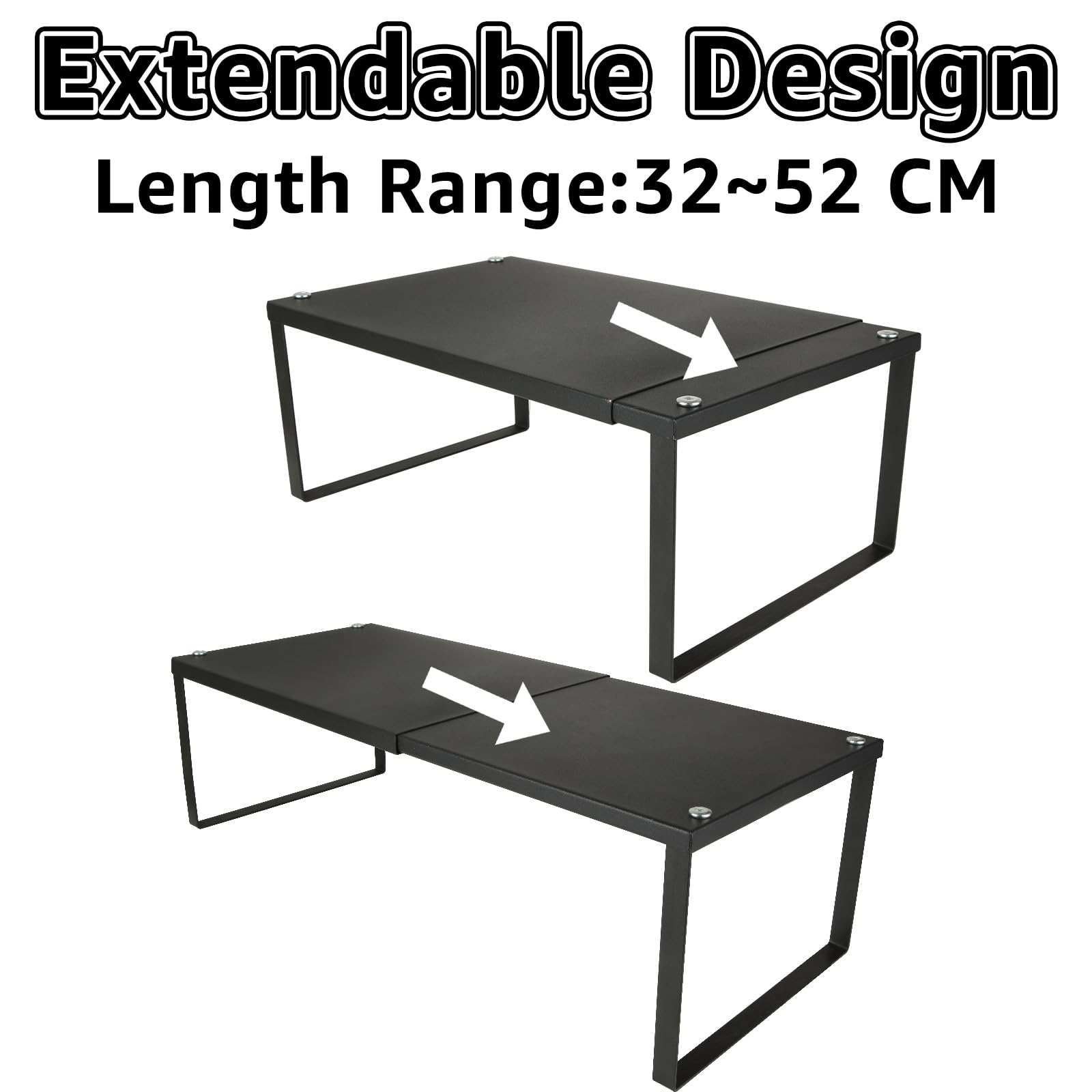 ZOFUN 2 Pcs Cupboard Shelves, 32 x 20 x 15/20 cm Kitchen Counter Shelf, Kitchen Cupboard Shelves with 20 cm Expandable Range - Image 4
