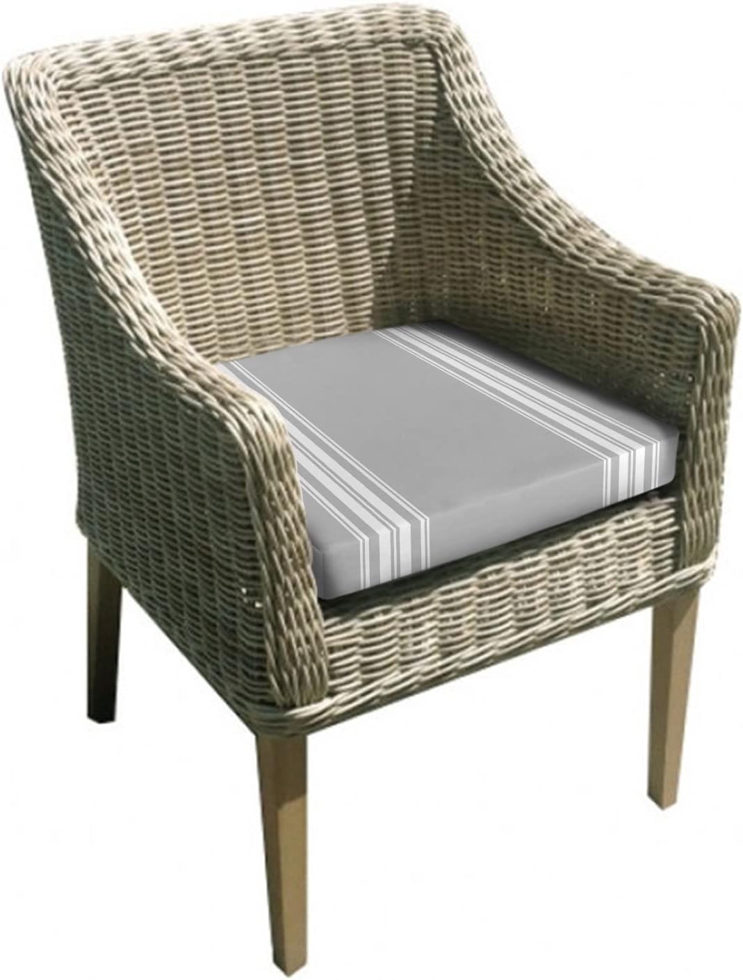 Simplistic White Striped on Grey Waterproof Cushion Covers Replacement 20x18In, Farm Style Set of 4 Indoor Outdoor Chair Seat Cover Patio Cushion Slipcovers for Beach Pool Side Chair Sofa