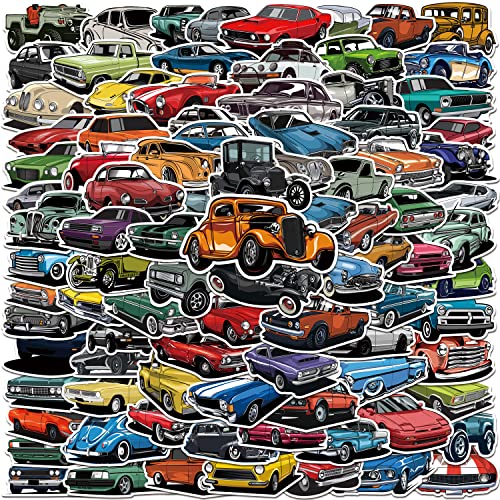 100pcs Classic Car Stickers Cartoon Vinyl Waterproof Stickers for Laptop,Guitar,Motorcycle,Bike,Skateboard,Luggage,Phone,Hydro