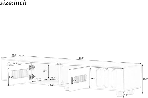 Miniatura 3 de Soporte de TV de 70 pulgadas con estantes y cajones de almacenamiento, moderno soporte de TV LED con vidrio, soporte de TV de alto brillo, centro de
