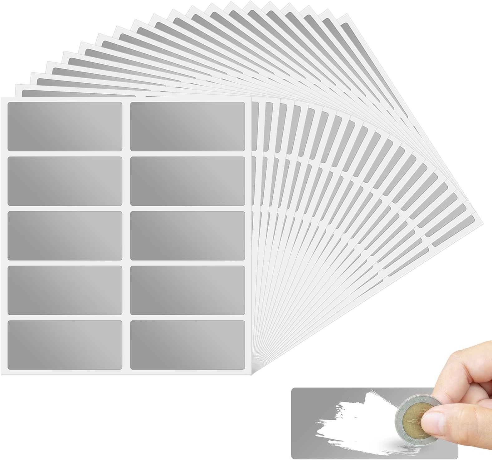 200 Pcs 1"X2.36" Scratch Off Stickers Labels, Rectangle Self-Adhesive Scratch Off Stickers Grey Odor-Free DIY Sticker for Gender Reveal Lottery Reward Programs Wedding Games Fundraisers Promotions