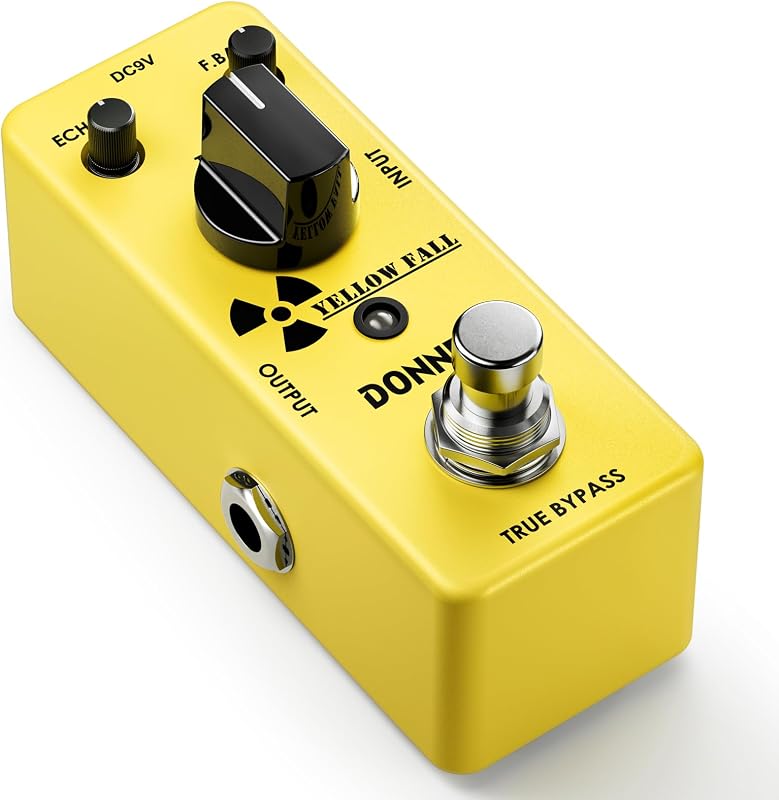 Donner Pedal de retardo de guitarra para pedales, guitarra eléctrica, amarillo otoño retardo analógico mini pedal de efecto de guitarra retardo vintage, bypass verdadero