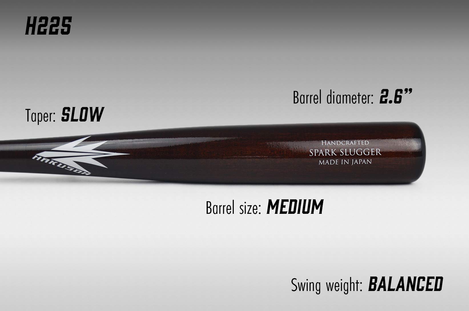 HAKUSOHバット　H225 HAKUSOHバット H225 HAKUSOH Spark Classic H225 Wooden Baseball Bat