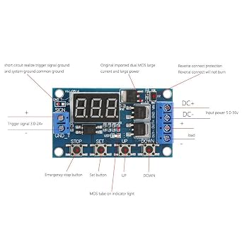 DC 12V-24V Pulse Trigger Cycle Delay Timer Switch ON/Off Relay Control Module MOS Control Board LED Display