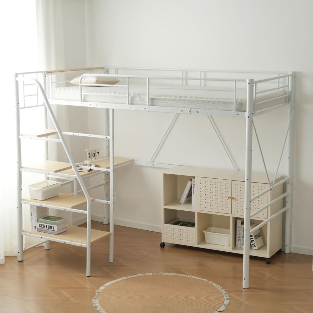 Amazon.co.jp: ロフトベッド ハイタイプ 階段付き loft bed システム