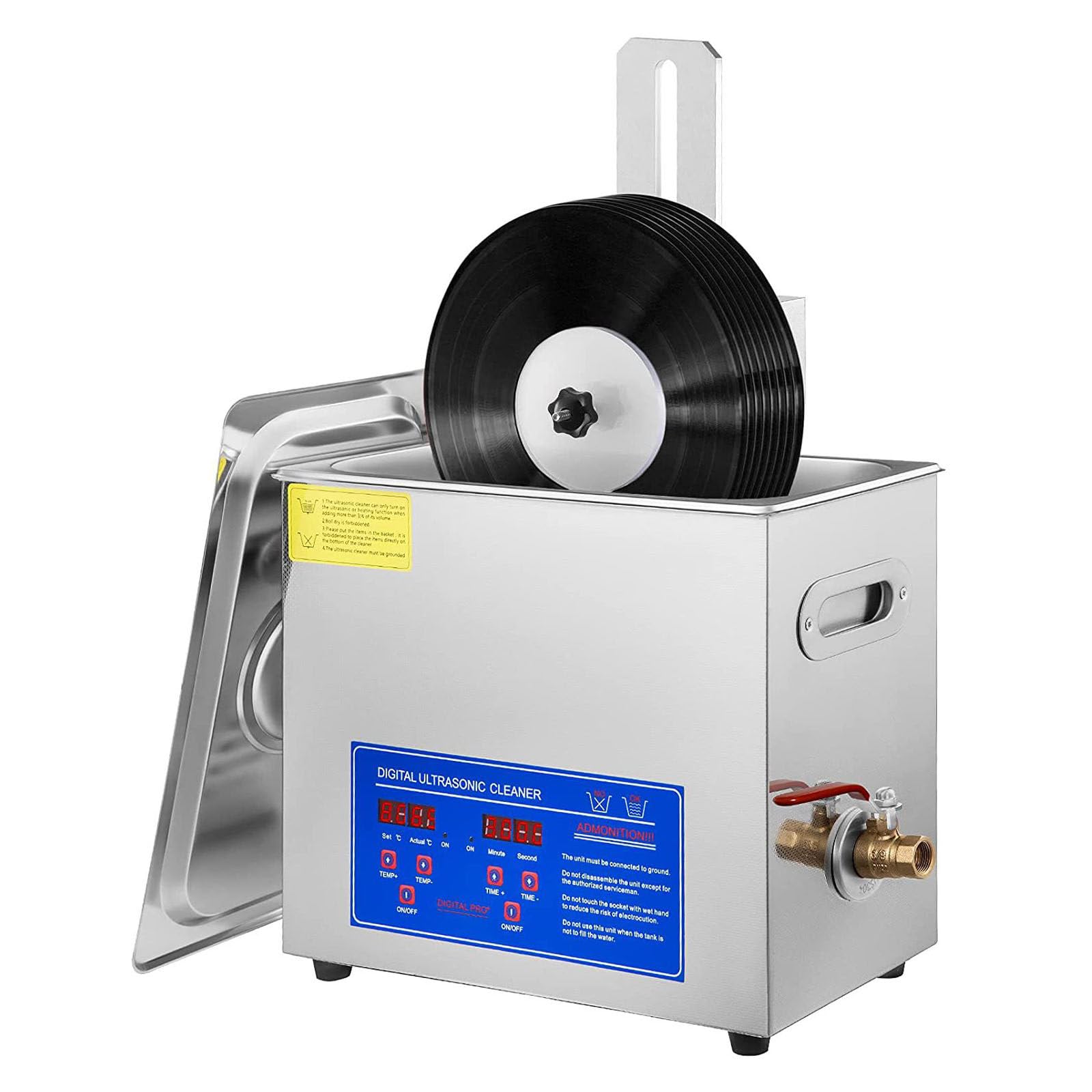 Macchina per la pulizia dei dischi ad ultrasuoni, dispositivo in acciaio inox per dischi in vinile, pulizia profonda con copertine
