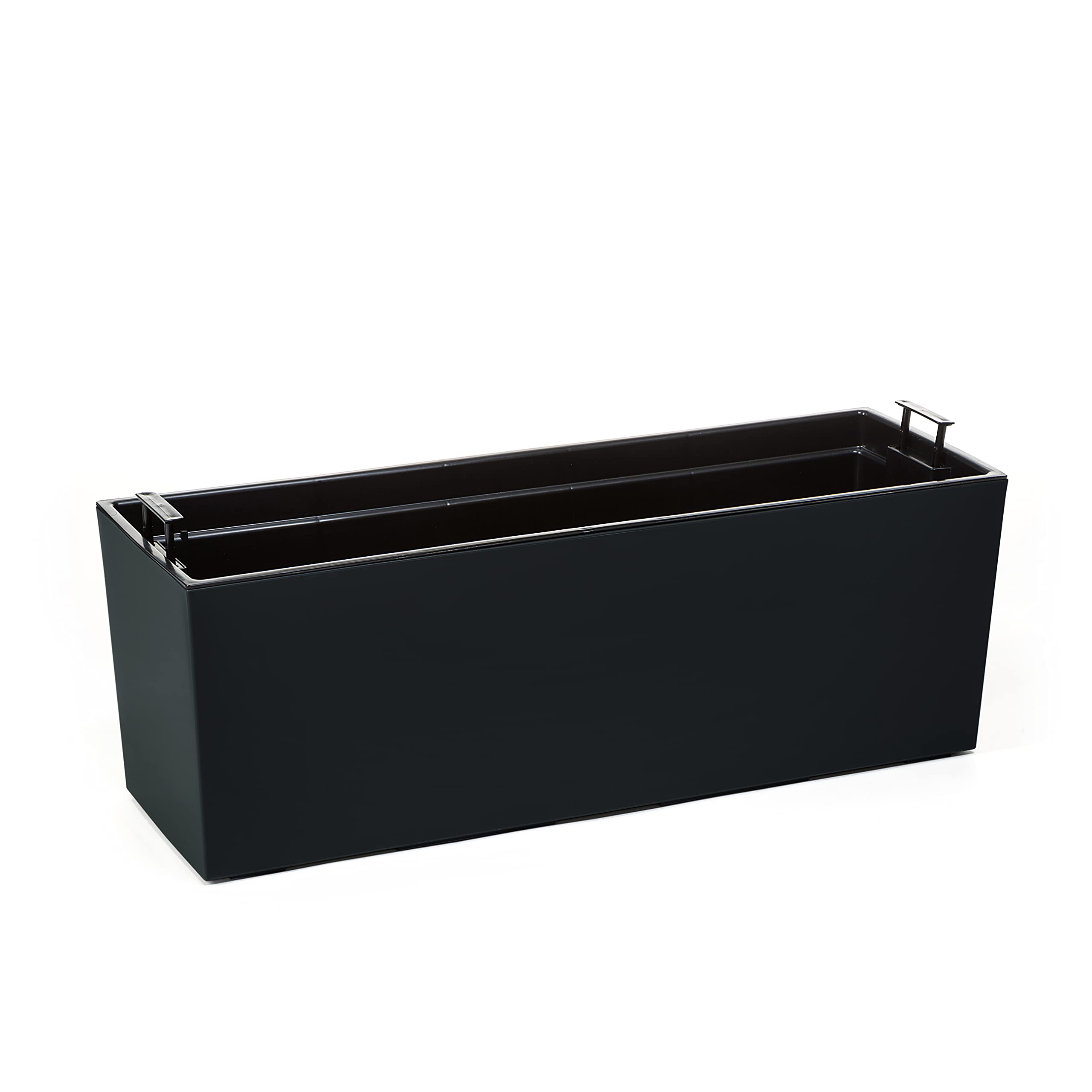 Gordanluk, Low Modern Flowerpot with removable liner, Shiny Gloss Finish, Plant pot, Indoor, Outdoor, Garden, Basket, Strong, Plastic, decoration, Planters, Patio (Black) โ image 1