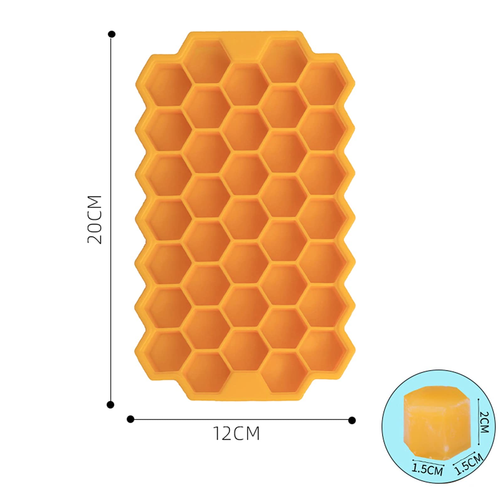 Silikon-Eiswürfelformen, 4 Stück, sechseckige Form mit Deckel, stapelbar für gekühlte Getränke, Whisky, Cocktails, Lebensmittel, einfache Entnahme, BPA-frei (gelb)
