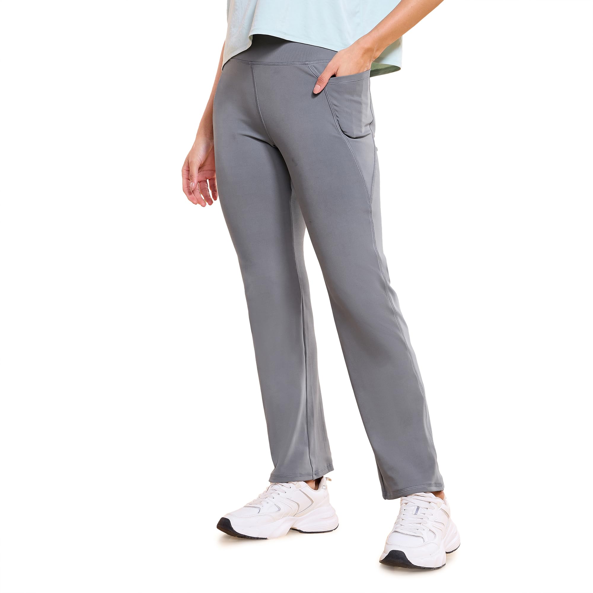 High Rise Full Length Pull on Boot Cut Active Pant for Women - Relaxed Fit, Quick Dry, Antimicrobial - A402-image-10
