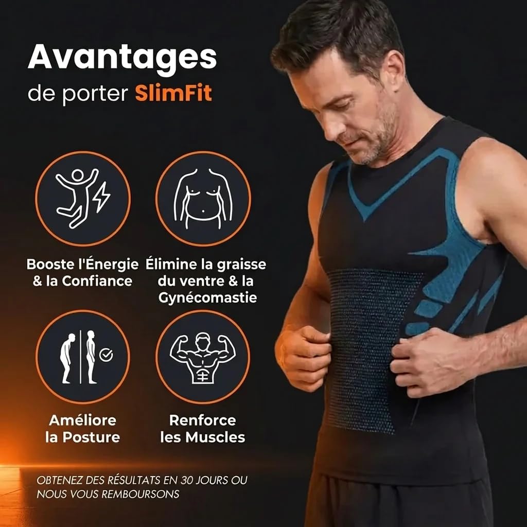 Camiseta Compresion/Camiseta Compresion Hombre Chaleco Reductor Hombre Iónica y Fibras Minerales para Moldeado y Postura