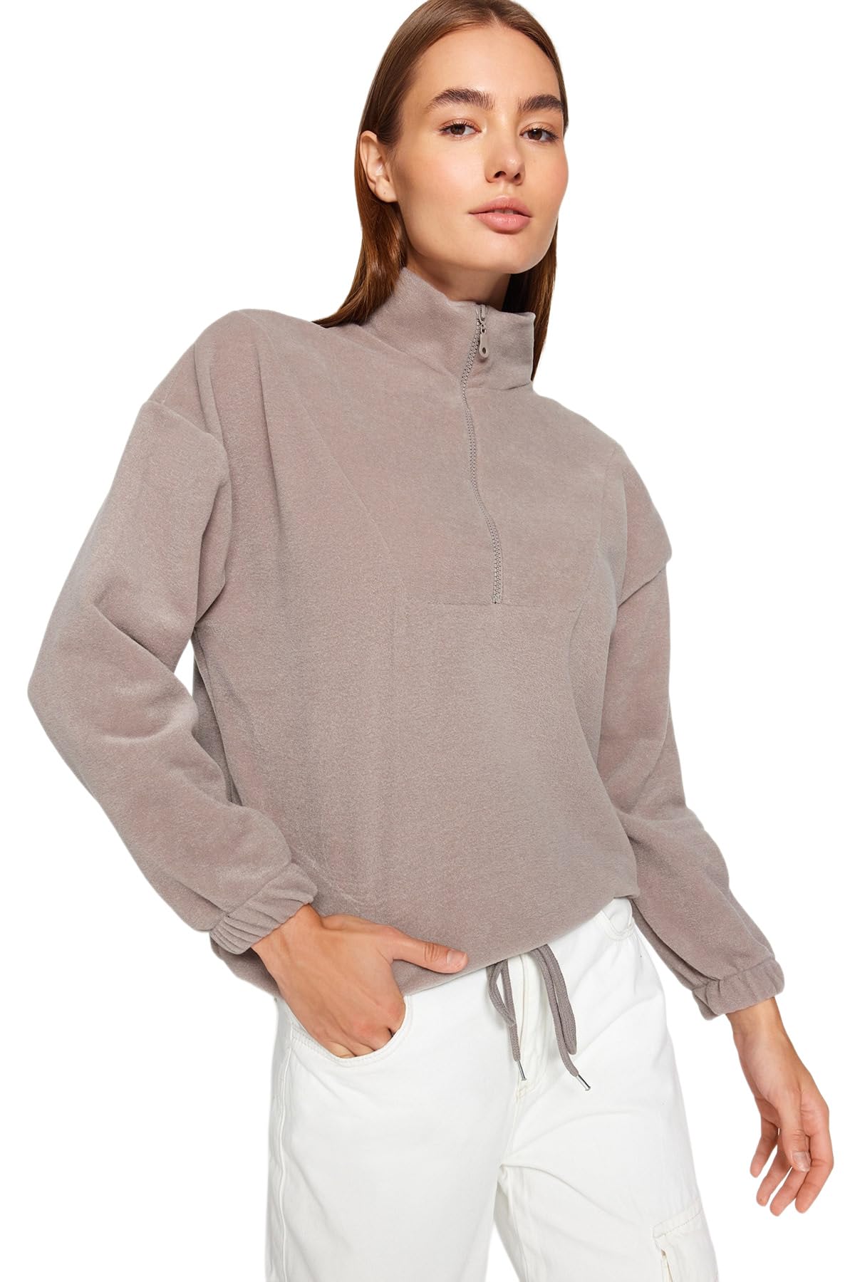 Trendyol Women Regular Basic Standing collar Knit Sweatshirt