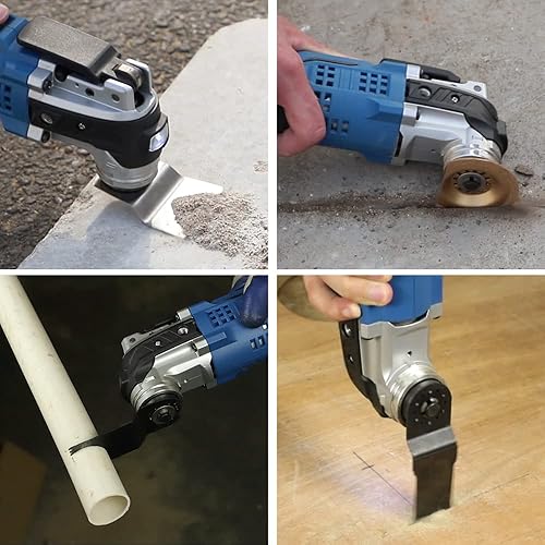 Miniatura 5 de Hancaner - Herramienta oscilante inalámbrica, multiherramienta oscilante de 20 V, 2.0 Ah, funciona con batería con ángulo de oscilación de 4°, 6