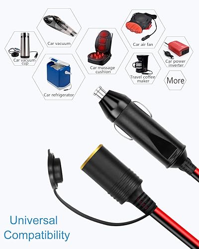 Miniatura 6 de ALITOVE Cable de extensión para encendedor de cigarrillos de 12 AWG, 12 pies, 30 A, 360 W máx. Cable de alimentación resistente macho a enchufe
