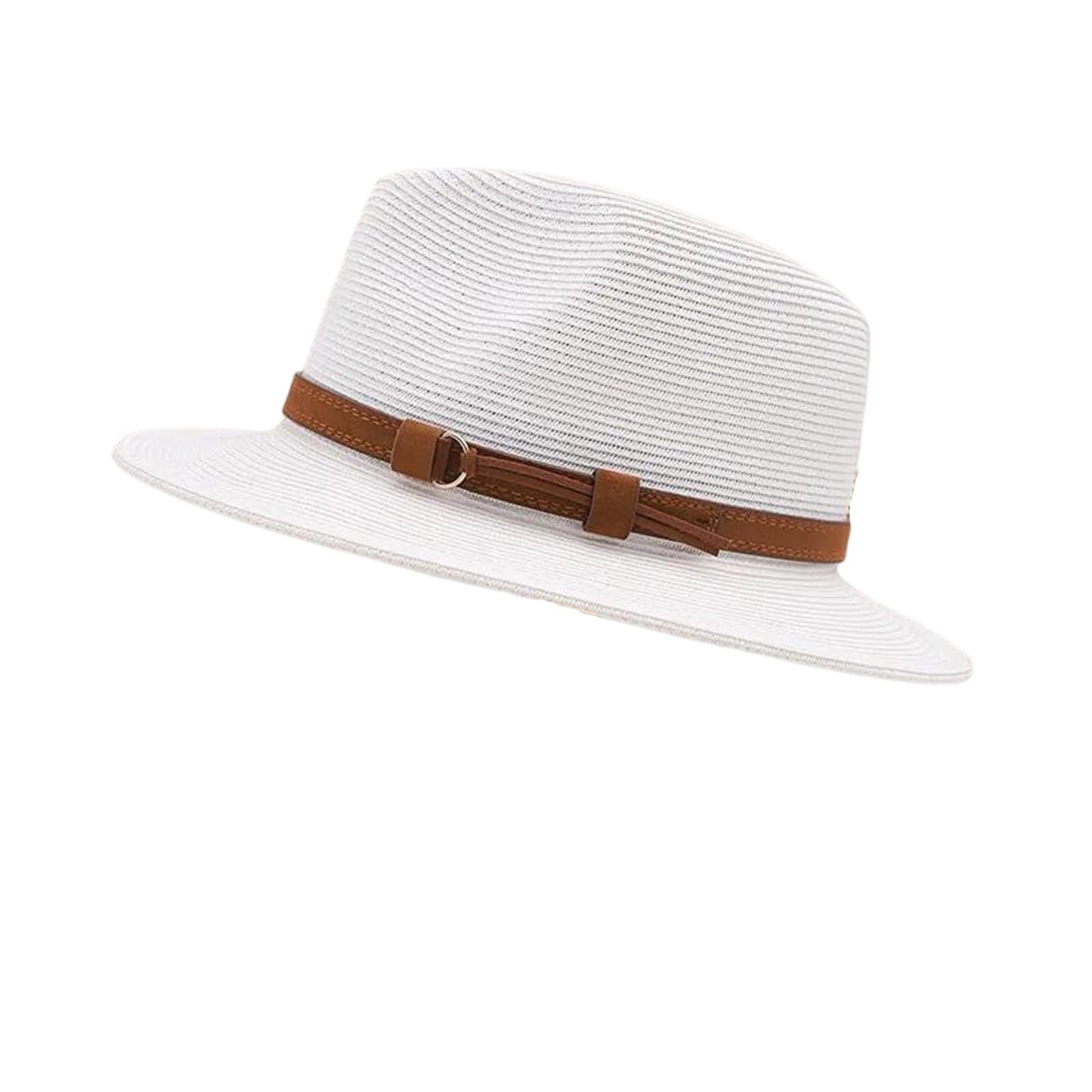LCUVIMPEX Bucket Hats， Women's Straw Sun Hat Wide Brim Protection Beach Multicolor Adjustable 55-58 CM(White)