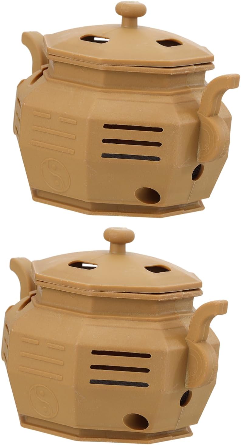 2Pcs Moxibustion Pot Professional Moxa Tool for Body Therapy Durable Khaki Design High Density Bottom Net for Safe Use for Moxibustion Massage and Healing Sessions