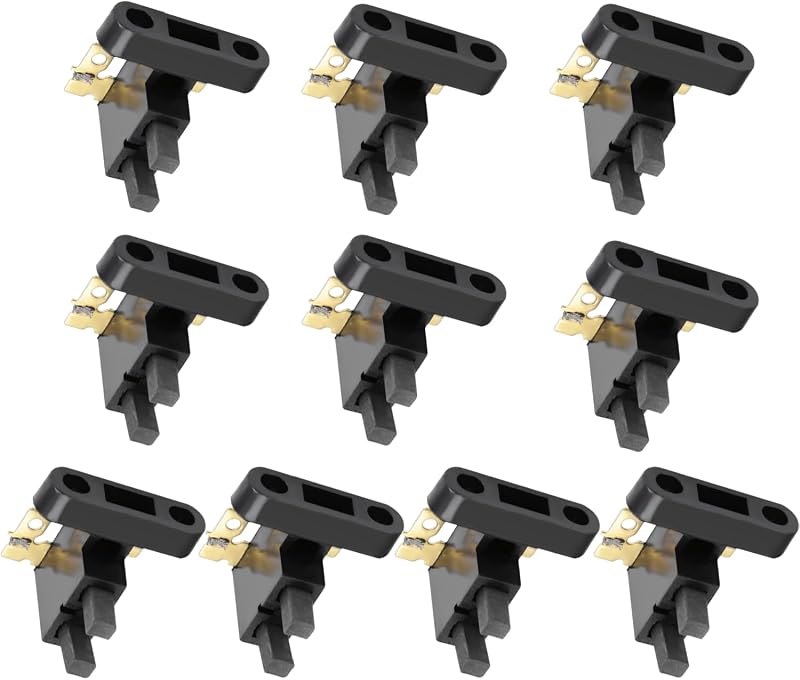 10 Pcs Universal Generator Carbon Brush Assembly, Replacement for Honda Champion Harbor Freight 4KW 5KW 7KW Generators, 1/4" Mounting Hole, 1" Spacing, High Conductivity Power Maintenance Parts
