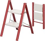 KINGRACK 2 Step Folding Ladder, Lightweight Portable Home Ladder with Non-Slip Wide Pedals and Safety Lock, Sturdy Step Ladder for Adults Painting, Home, Kitchen, Garage, White