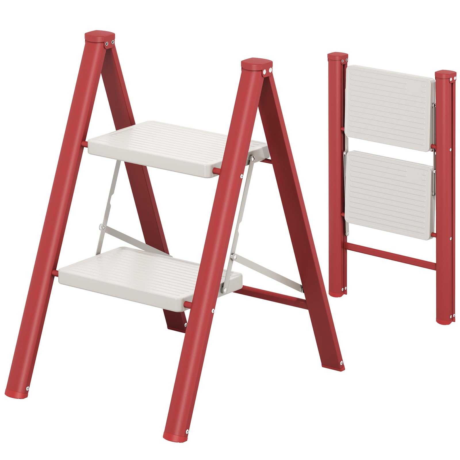 KINGRACK Folding 2 Step Ladder, Wide Non-Slip Treads, Heavy Duty Step Stool