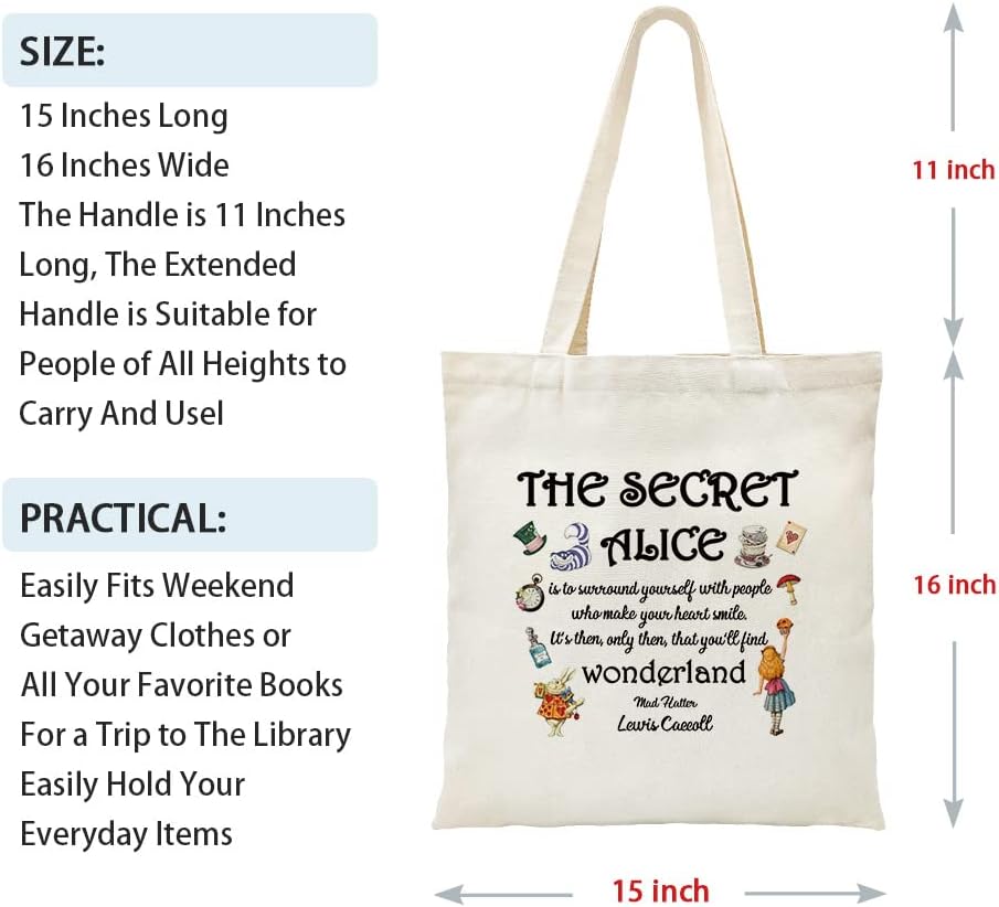 ZHANTUONE Fairy Tale Funny Canvas Large Shopping Capacity Grocery Tote Bag, Reusable with Zipper Inner Pockets, Gifts for Bestie Friends Coworker, Movie Lover Fairy Tale Fans - Image 4